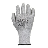 PU pārklājuma cimdi WORTEX 6017…6021, griezumu izturība B