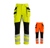 Elastīgas darba bikses BoSafety ar kokvilnu COMBO PLUS hi-vis, 2.klase
