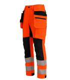 Elastīgas darba bikses BoSafety ar kokvilnu COMBO PLUS hi-vis, 2.klase