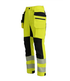 Elastīgas darba bikses BoSafety ar kokvilnu COMBO PLUS hi-vis, 2.klase